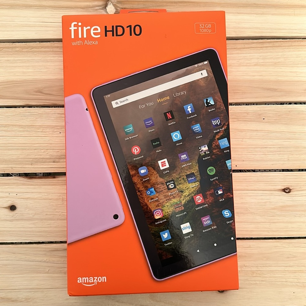 Amazon Fire 10 tablet, case and stylus
